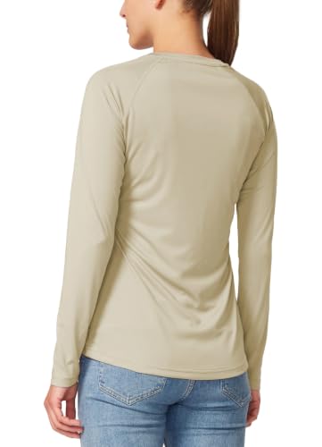 Baleaf Women's UPF 50+ Sun Shirt Long Sleeve Quick Dry A01-Oatmeal (Large)