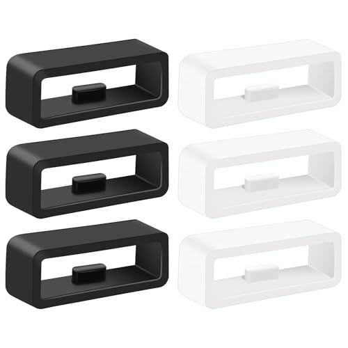 Silicone Loop Kit for Magic Bands - Secure Fastener Rings, 6-Pack Black & White