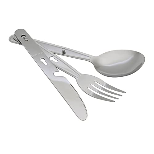 MCEUS 4-Pack 4-in-1 Camping Utensils Set Portable Stainless Steel Flatware for Travel & Outdoor Activities