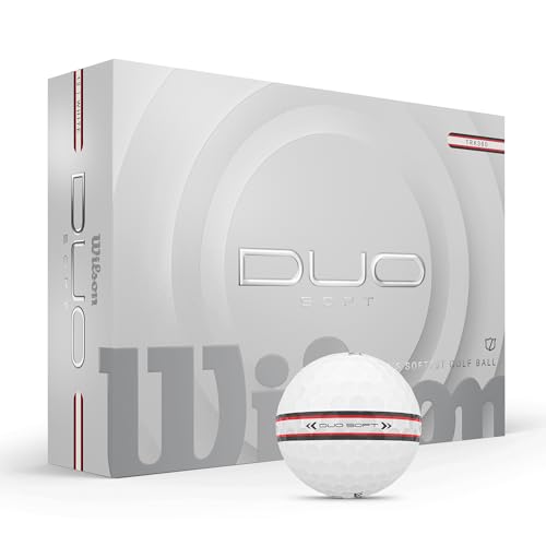 Duo Soft Golf Balls - 12 Pack, White/Red Stripe