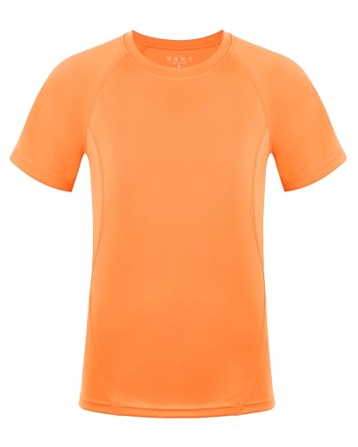 Large Boys UPF 50+ Short Sleeve Swim Shirt Rash Guard - Orange