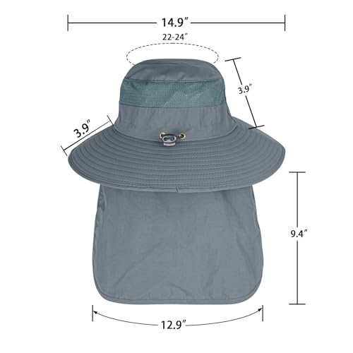 Sun Hat with Neck Flap for Men & Women - UPF 50+ Water Resistant Bucket Hat