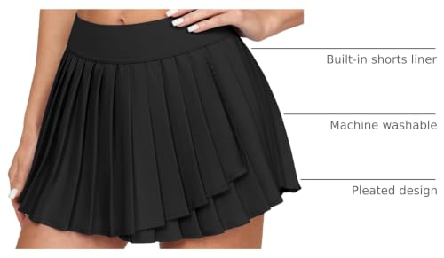 High Waisted Pleated Tennis Skirt with Pockets for Women