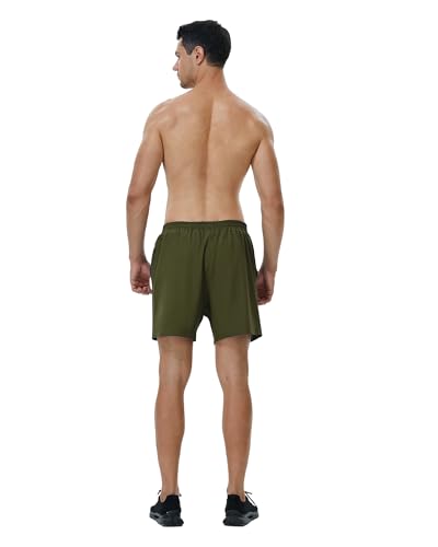 Men's 5-Inch Quick Dry Running Shorts with Pockets - 3X-Large Olive Green