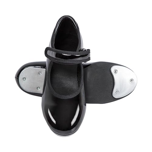 Dynadans Unisex Kid Black Patent Adjustable Strap Tap Shoe - Little Child Size 11