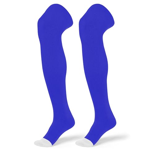 Over the Knee Baseball Socks - Extra Long Soccer Socks - Blue, Medium