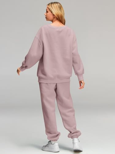AUTOMET Womens 2 Piece Lounge Sweatsuits Fall Outfits Matching Set Medium Darkpink