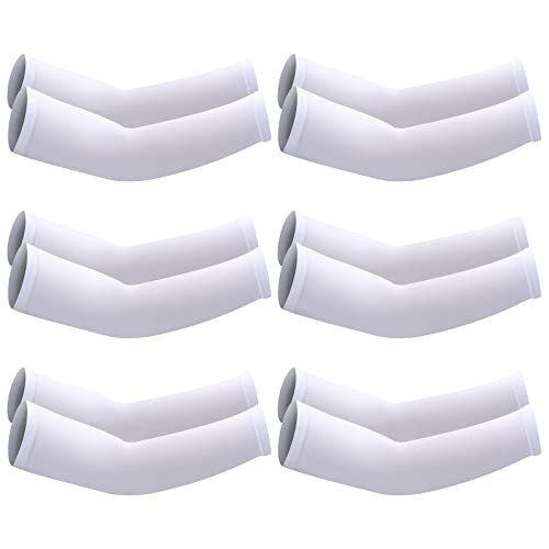SATINIOR 6 Pairs Kids White Satin UV Cooling Football Arm Sleeves