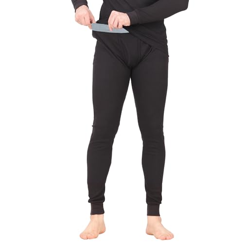 Place & Street X-Large Black Thermal Underwear Pants for Men – Cotton Blend Base Layer