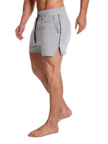 Men's 5-Inch Athletic Gym Shorts - Medium Grey
