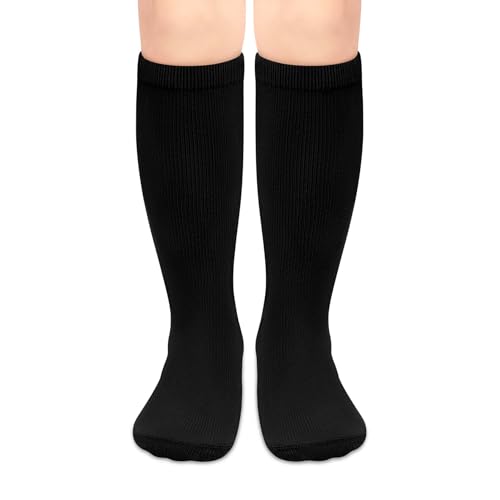 Kids Soccer Socks - Toddler & Youth Baseball Socks - Pure Black - 3-6 Years