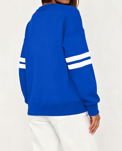 LEEDYA Women's Long Sleeve Blue Sweatshirt Medium Casual Loose Pullover Hoodie