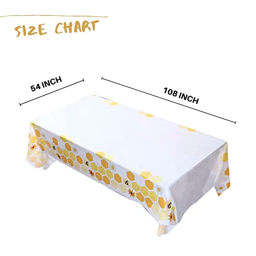 Winoo Design Bee Party Decorations Disposable Tablecloth 54 x 108 Inches (108" x 54"), Daisy & Bumble Bee Theme