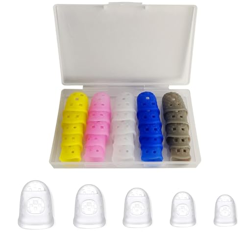 25-Pack Silicone Guitar Fingertip Protectors with Case - Breathable & Non-Slip
