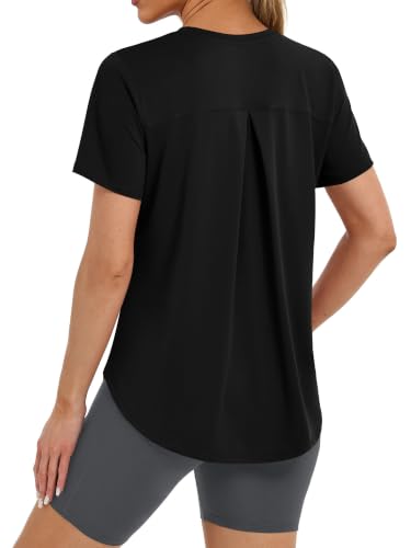 UPF 50+ Quick Dry Workout Tops for Women - X-Large Black