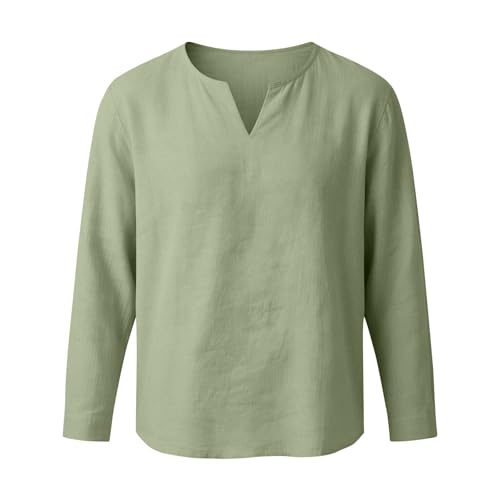 Men's Lightweight Breathable Long Sleeve V-Neck Yoga Top - 3X-Large Green