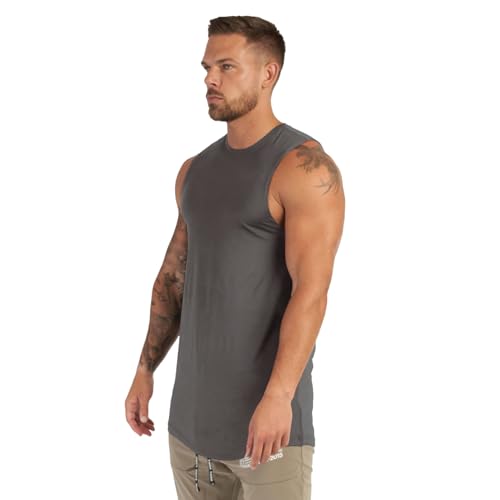Men’s Quick Dry Tank Top - Sleeveless Gym Workout Shirt - Grey, X-Large