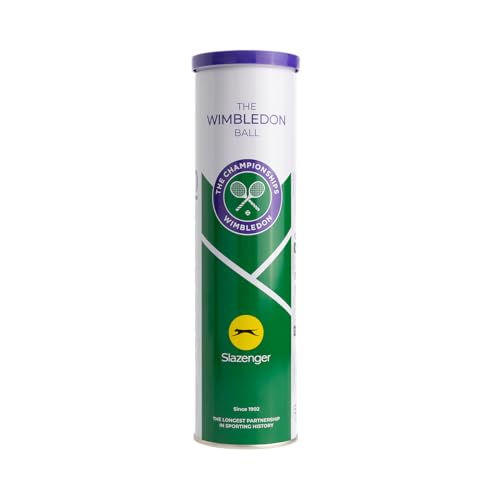 Slazenger Wimbledon Official Tennis Balls - Pack of 4, All-Court, Hydroguard Technology