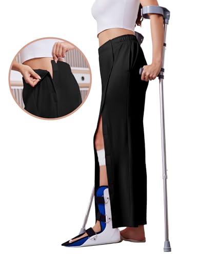 Deyeek Tear Away Pants for Women Post Knee Hip Leg Surgery Recovery Large Black