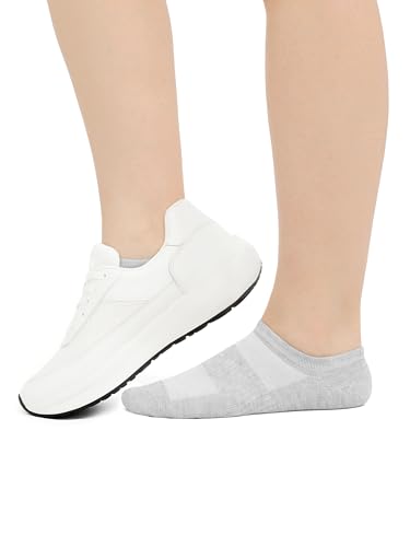 Cooraby 12 Pairs Kids Boys Girls No Show Athletic Mesh Running Socks - White, 9-12 Years