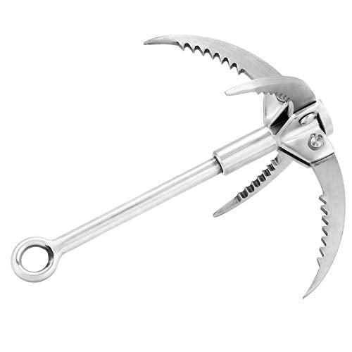 Dioche Grappling Hook, Stainless Steel Folding Grappling Hook Rock Climbing Claw Survival Tool Equipment