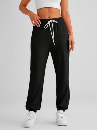 Automet Women's Cinch Bottom Sweatpants Athletic Trousers Black XS