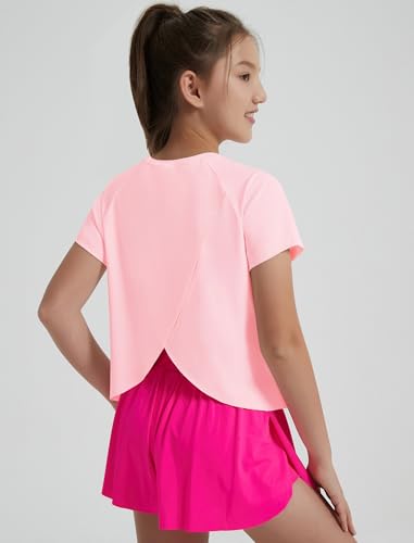 EXARUS Girls Athletic Quick Dry Crop Top Set 12Y, 2-Pack Sports Shirts