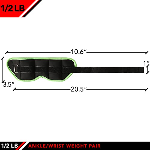 Adjustable Ankle Weights - 0.5 lb Pair with Velcro Straps