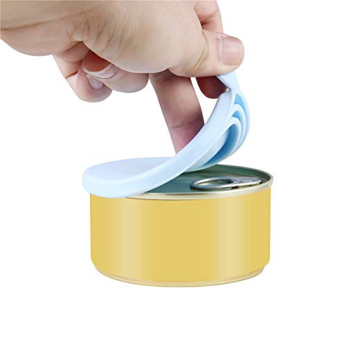 Universal Silicone Pet Food Can Lids with Spoons - 2 Pack, Light Blue & Green