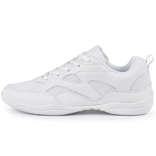 Youth Girls Cheer Shoes - White Cheerleading Athletic Sneakers