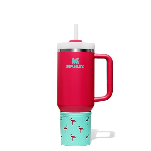 Flamingo Silicone Bottle Sleeve - Insulated, 40oz, Pink, Aqua