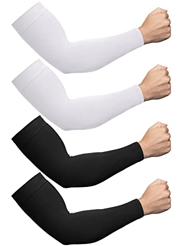 Cooling Arm Sleeves - 4 Pairs, Non-Slip, Black & White