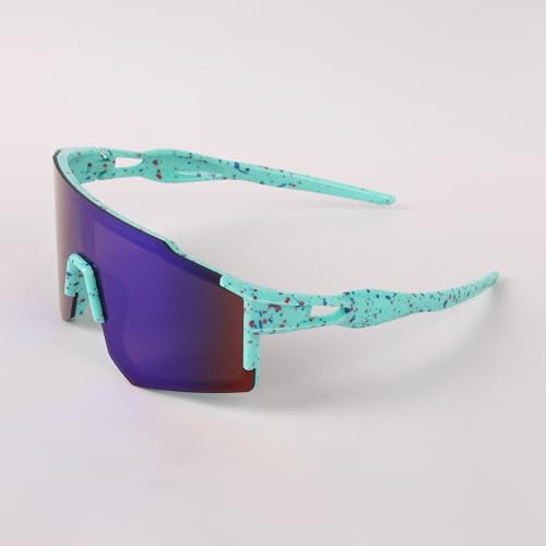 Kids UV Protection Baseball Sunglasses with Case - Green-Blue Youth Sports Glasses