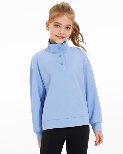 Girls Long Sleeve Collared Pullover Sweatshirt - Blue, 13-14 Years