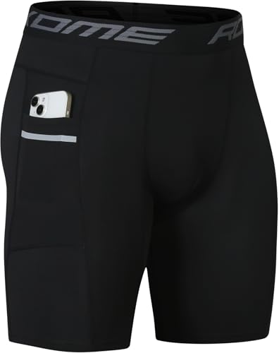 Men's Compression Shorts - Athletic Spandex Gym Tights - Large Black