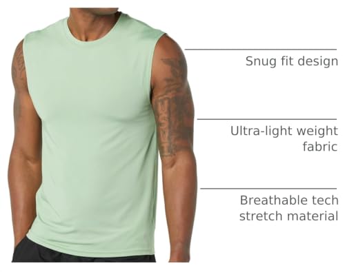 Men's Athletic Base Layer Workout Tank Top - Large / Sage Green