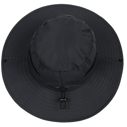 Kids Wide-Brim Sun Hat - UV Protection for Boys & Girls - Black