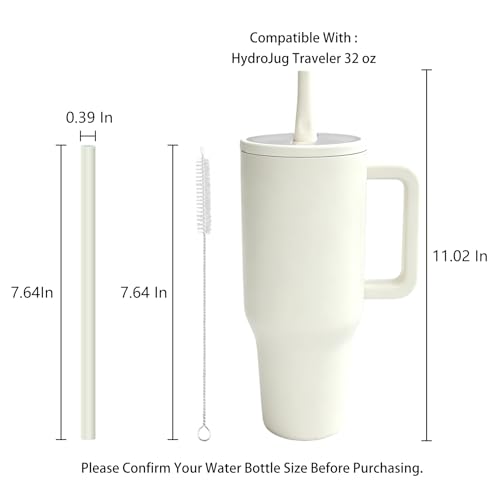 Reusable Replacement Straws for 32 oz Water Bottles - 6 Pack with Brush