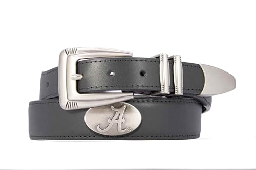 Alabama Crimson Tide Leather Concho Belt - Smooth Black, Size 42