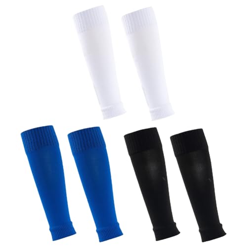 3 Pairs Soccer Shin Guard Sleeves - Solid Color Football Socks for Men & Women