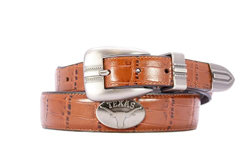 Texas Longhorns Crocodile Tip Leather Concho Belt - 42