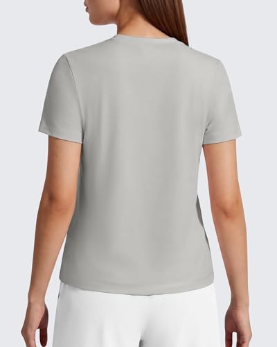 G4Free Soft Lyocell Quick Dry Workout Top for Women, Large / Light Gray, T-Shirt