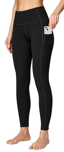 Ewedoos Women's Yoga Pants with Pockets - Medium New Black Compression Leggings for Workout & Tummy Control