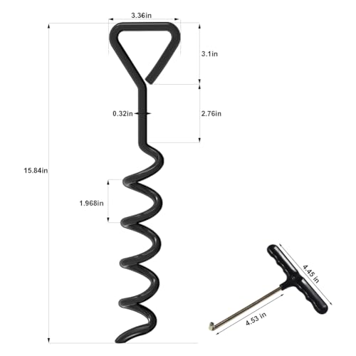 Heavy Duty Trampoline Anchor Kit - 4-Pack Windproof Stakes with T-Hook