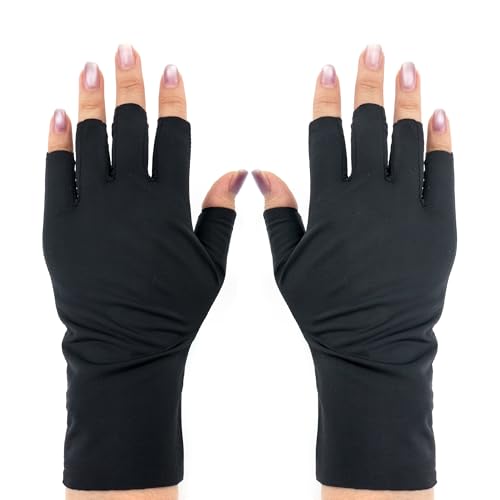 UPF 50+ UV Protection Gloves for Gel Nails - Black