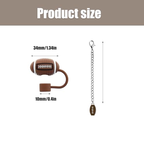 Rugby Ball Straw Covers & Charms for Stanley Cup - 4pcs Set