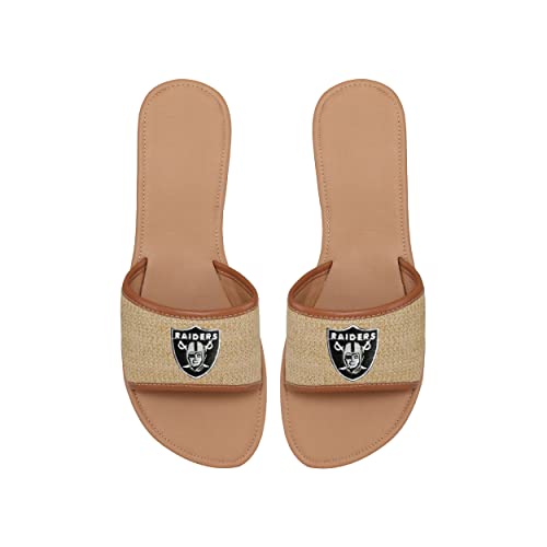 Las Vegas Raiders Team Logo Fashion Straw Slide Sandals - Women’s 9-10