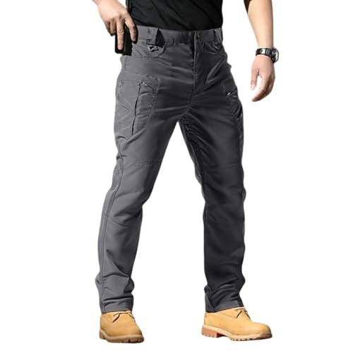Tactical Cargo Pants for Men - Stretch, Water Resistant, Lightweight - Large, Gray