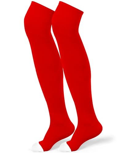 High Football Socks - Medium Size, Red and White