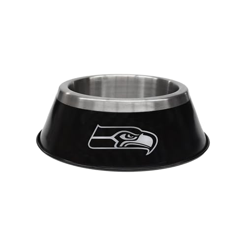 Large Stainless Steel Pet Bowl with Seahawks Logo